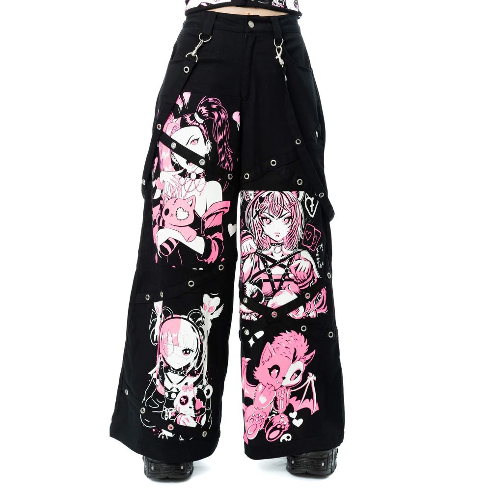 Cupcake Cult - Dollhouse Detention Wide leg trousers - Black